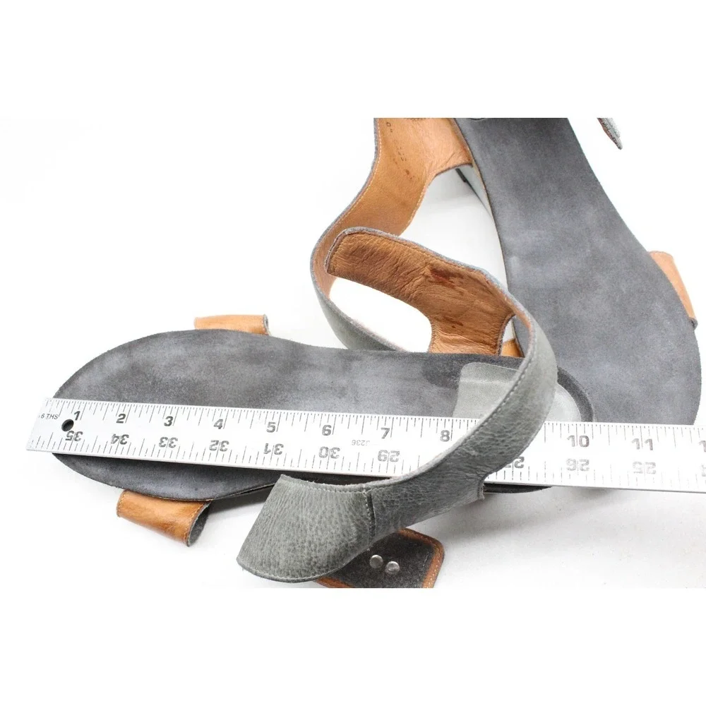 Taos Carousel 2 Grey Leather Wedge‎ Open Toe Slingback Sandal Womens 40 US 9-9.5